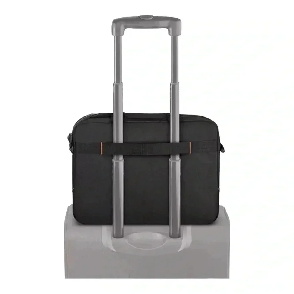 Solo Ace Slim Brief Laptop Briefcase Messenger Bag Black Orange Adjustable Strap